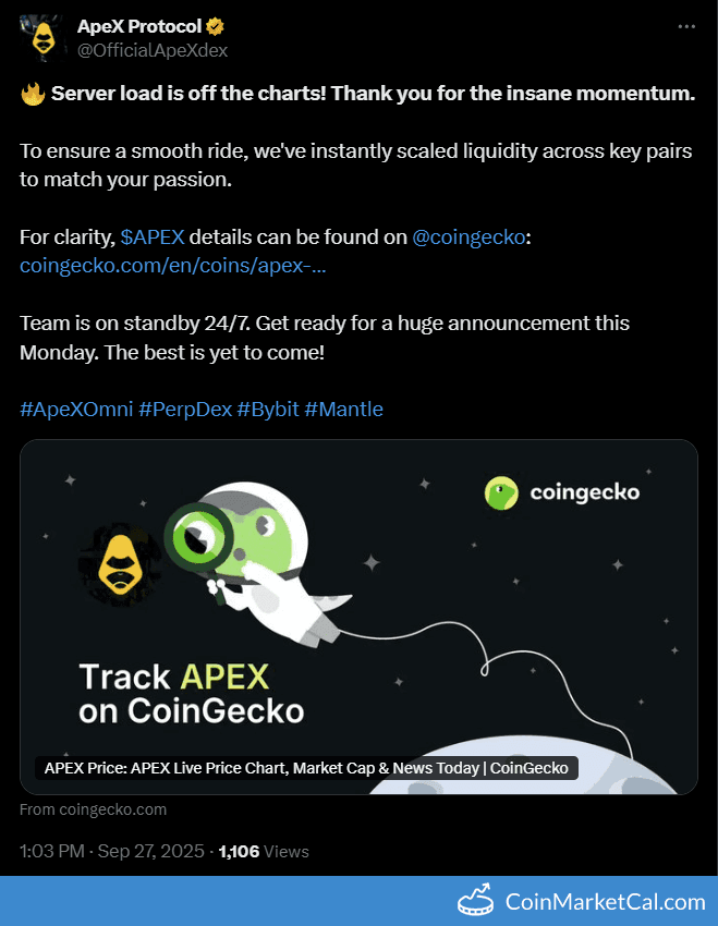 ApeX Announcement 2025-09-29