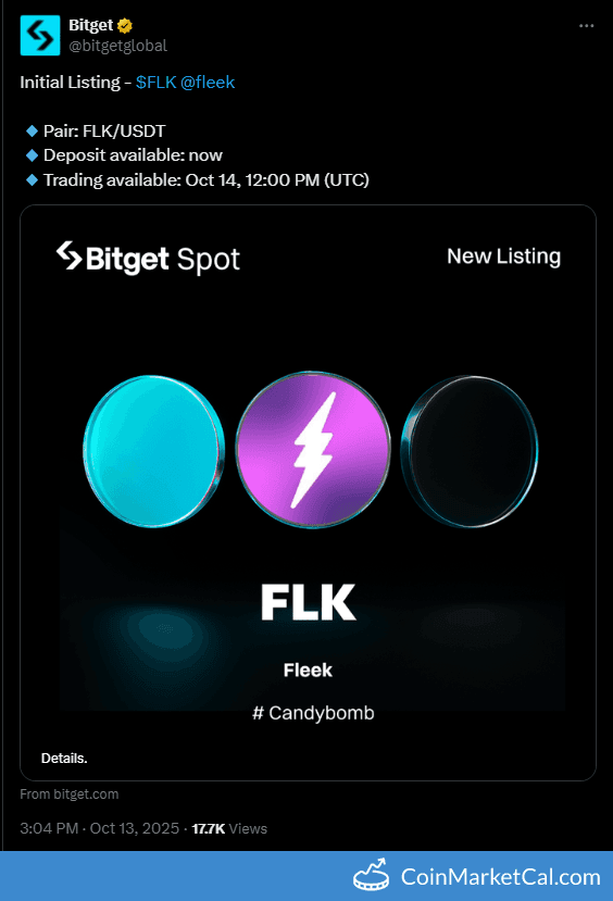 Bitget Listing Fleek (FLK) with FLK/USDT Pair