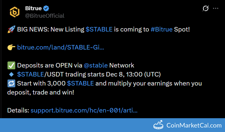Bitrue Listing of Stable Token