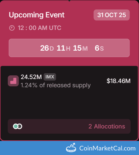 Immutable 24.52MM Token Unlock on Oct 31, 2025