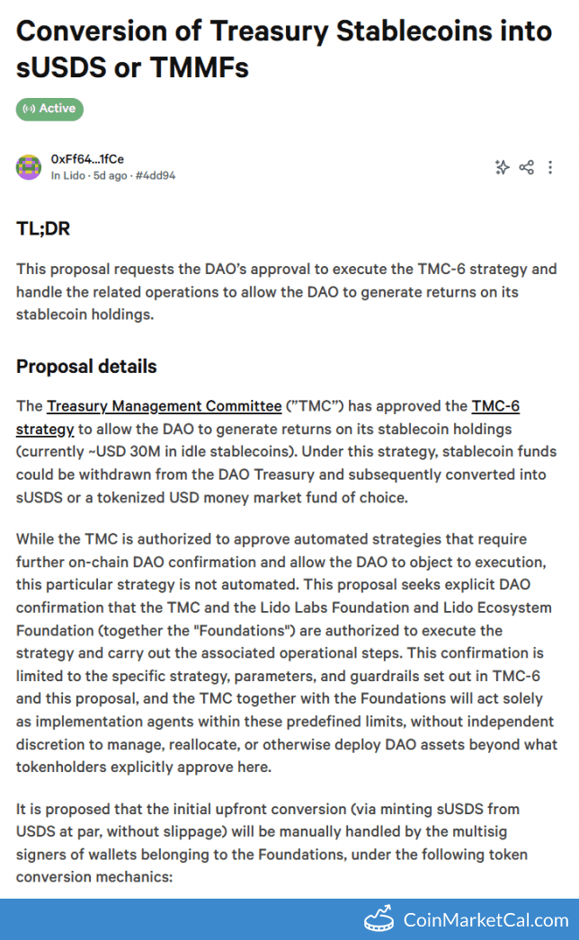 Lido DAO Treasury Stablecoin Vote