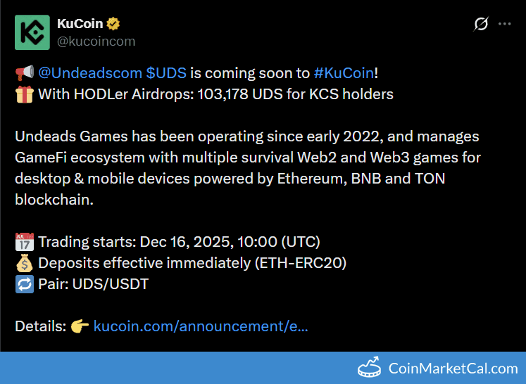 KuCoin Listing of Undeads Games (UDS)