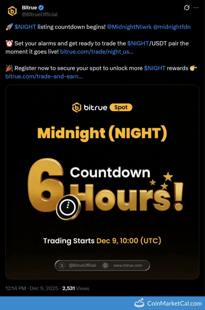Bitrue Listing Midnight (NIGHT) Token