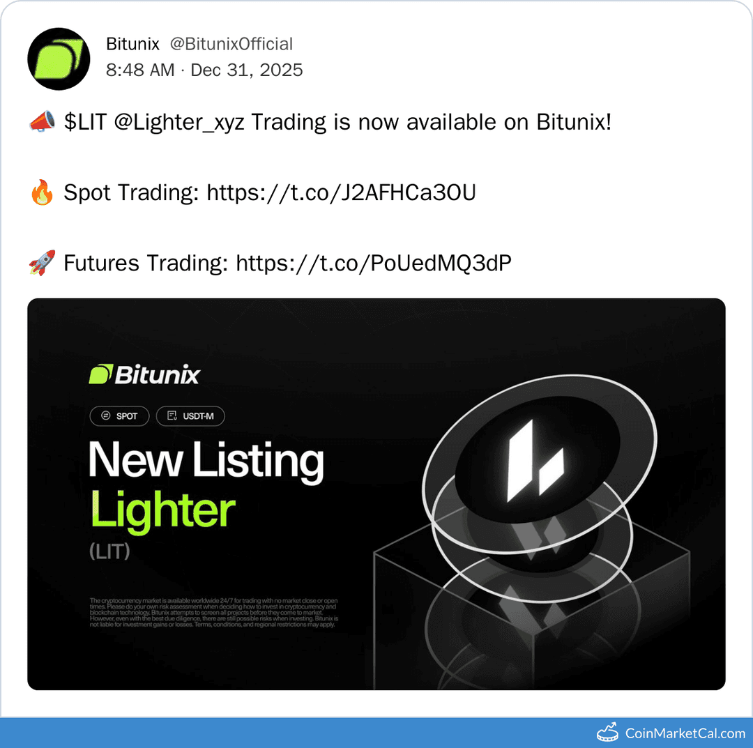 Bitunix Listing of Lighter (LIT)