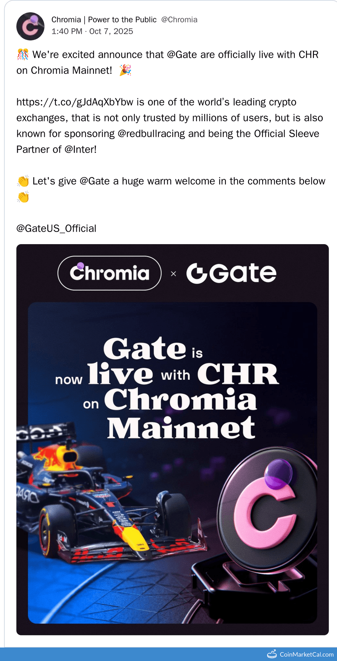 Chromia Gate.io Integration