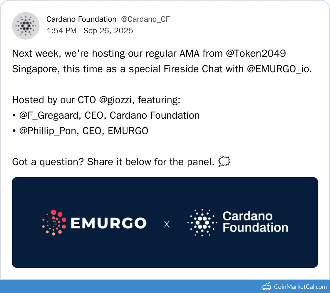 Cardano Fireside Chat AMA at Token2049 Singapore
