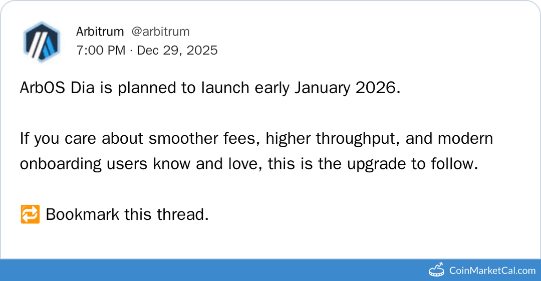 Arbitrum ArbOS Dia Mainnet Upgrade
