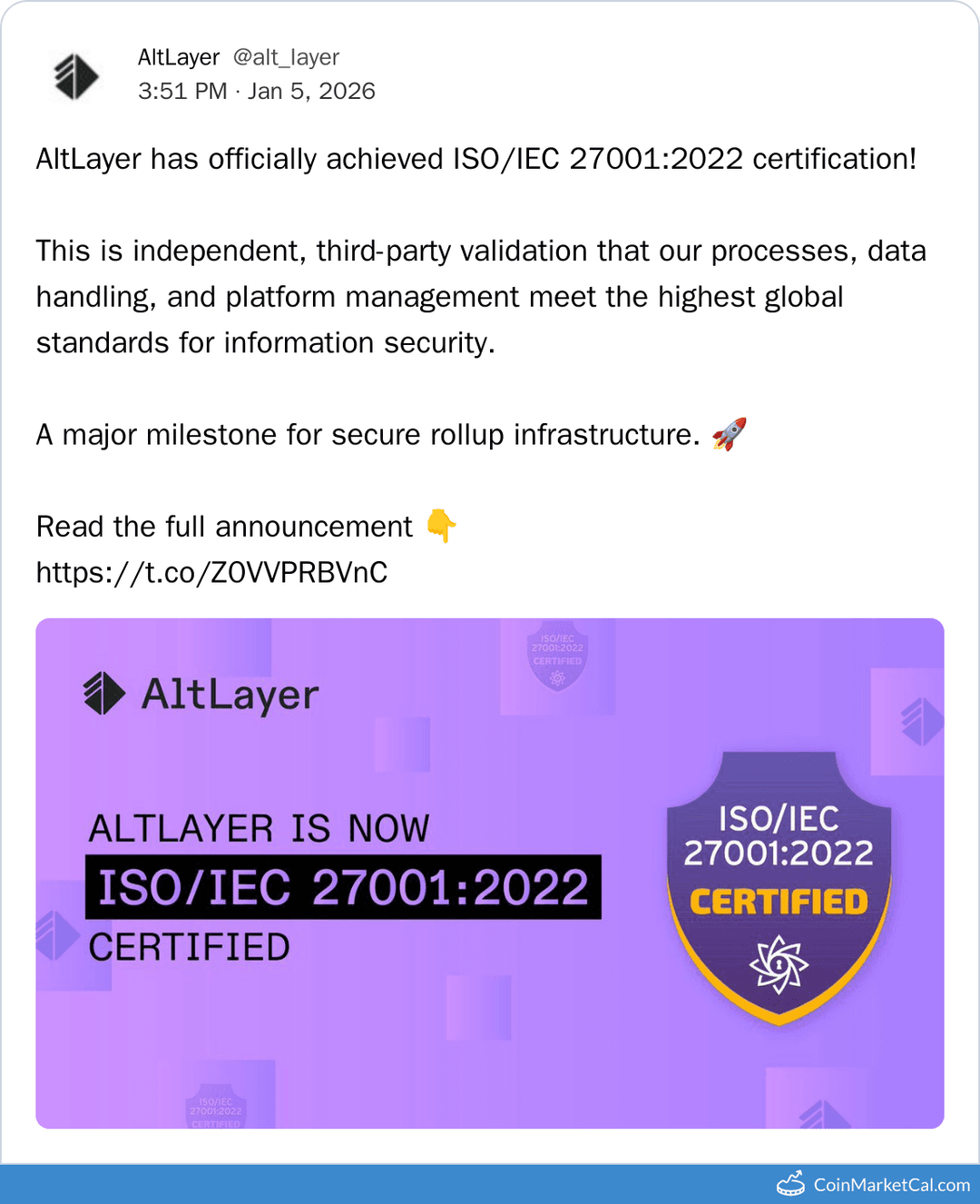 AltLayer ISO 27001:2022 Certification