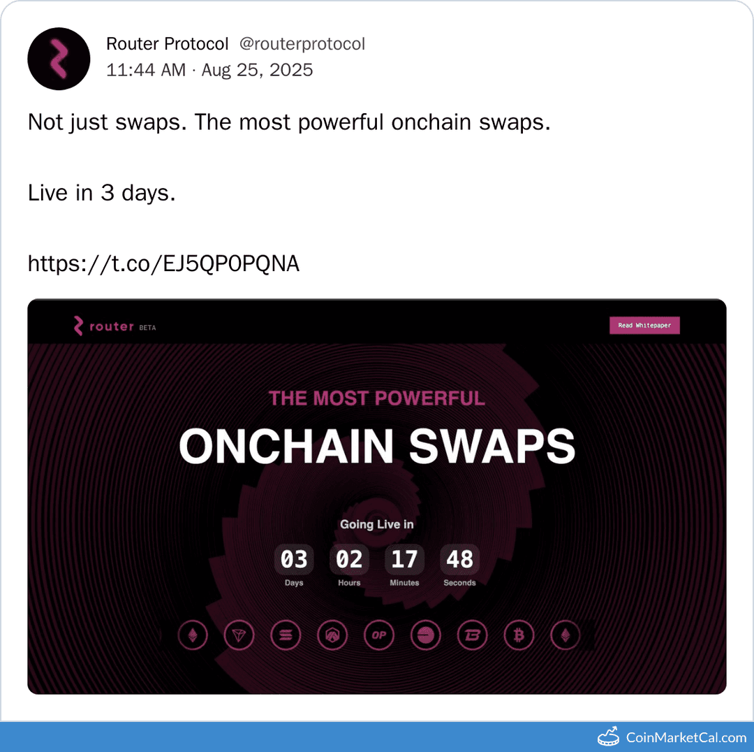 Router Protocol Onchain Swaps Launch