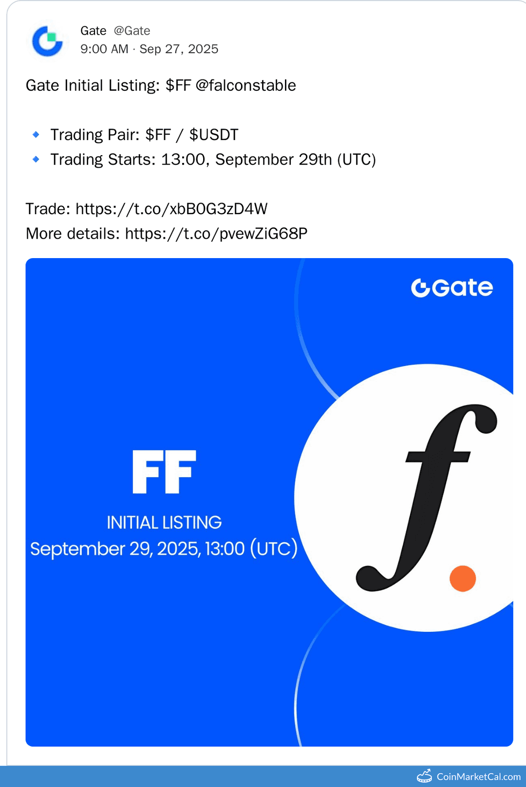 Gate.io Listing of Falcon Finance FF/USDT