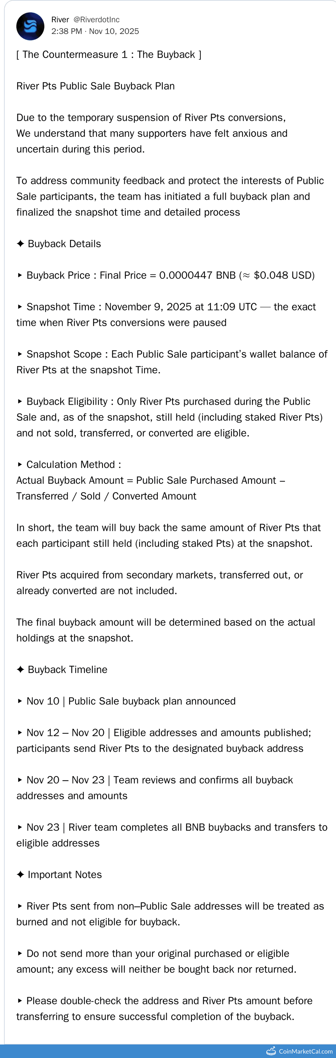 River Pts Buyback