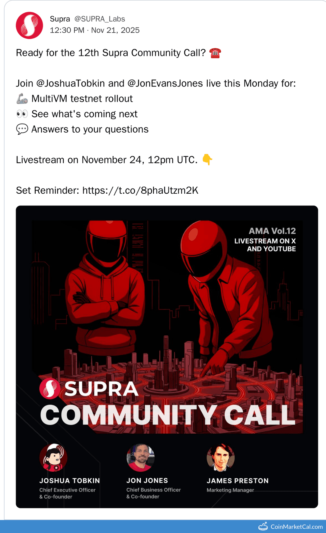 Supra Community Call with Joshua Tobkin and Jon Evans Jones