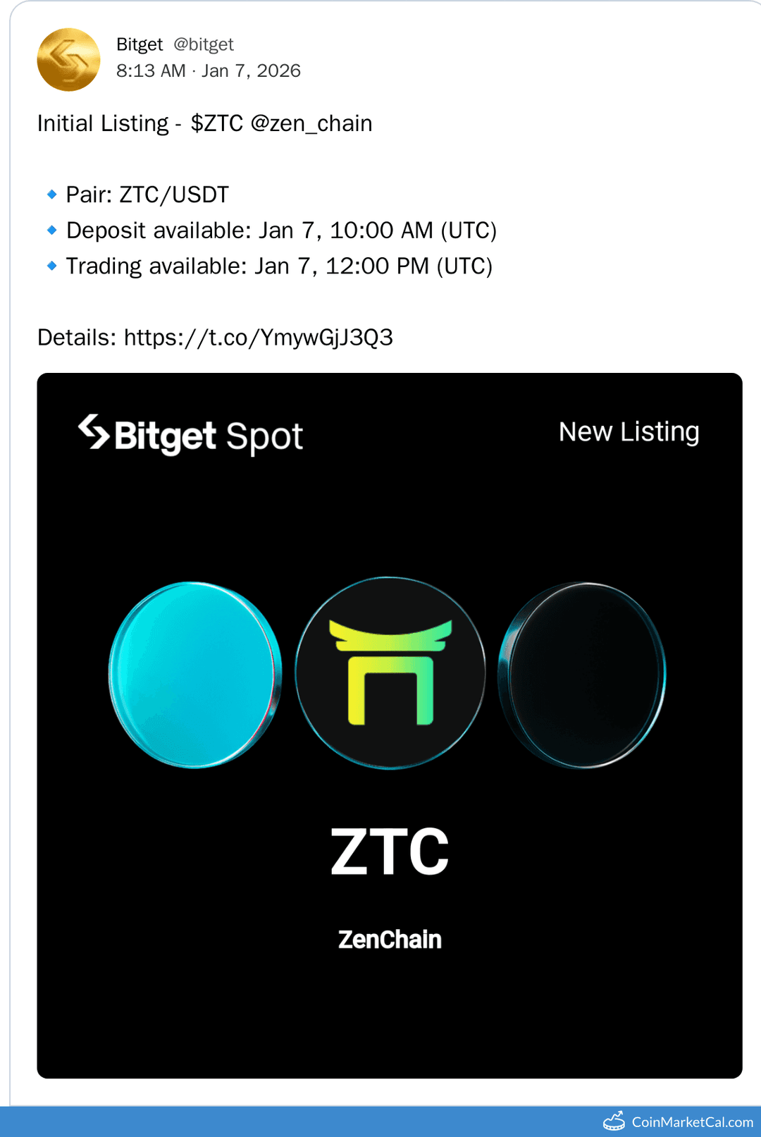 Bitget Listing of ZenChain
