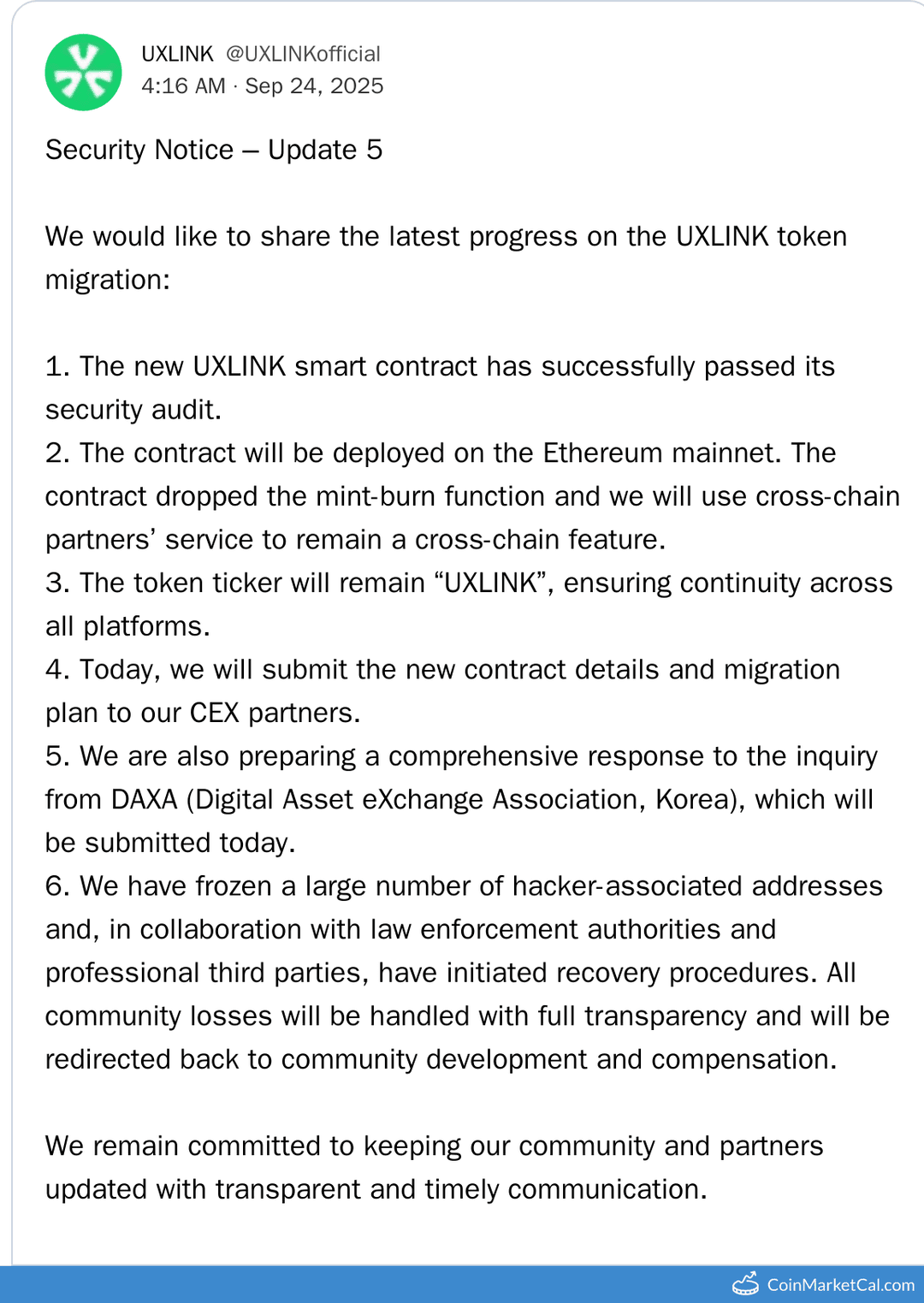 UXLINK Migration Progress Update