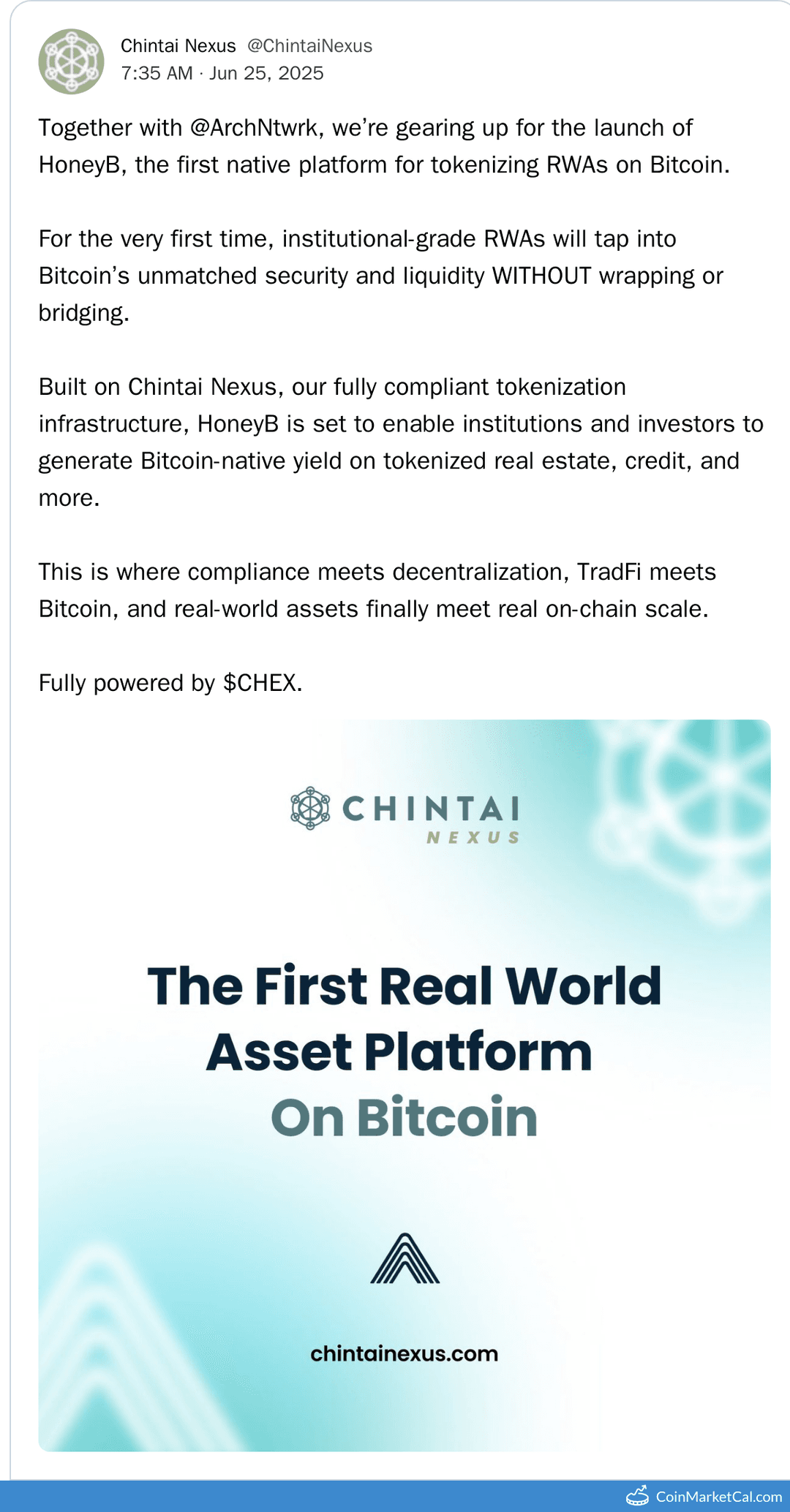 HoneyB Launch: Chintai Nexus & Arch Network Partnership