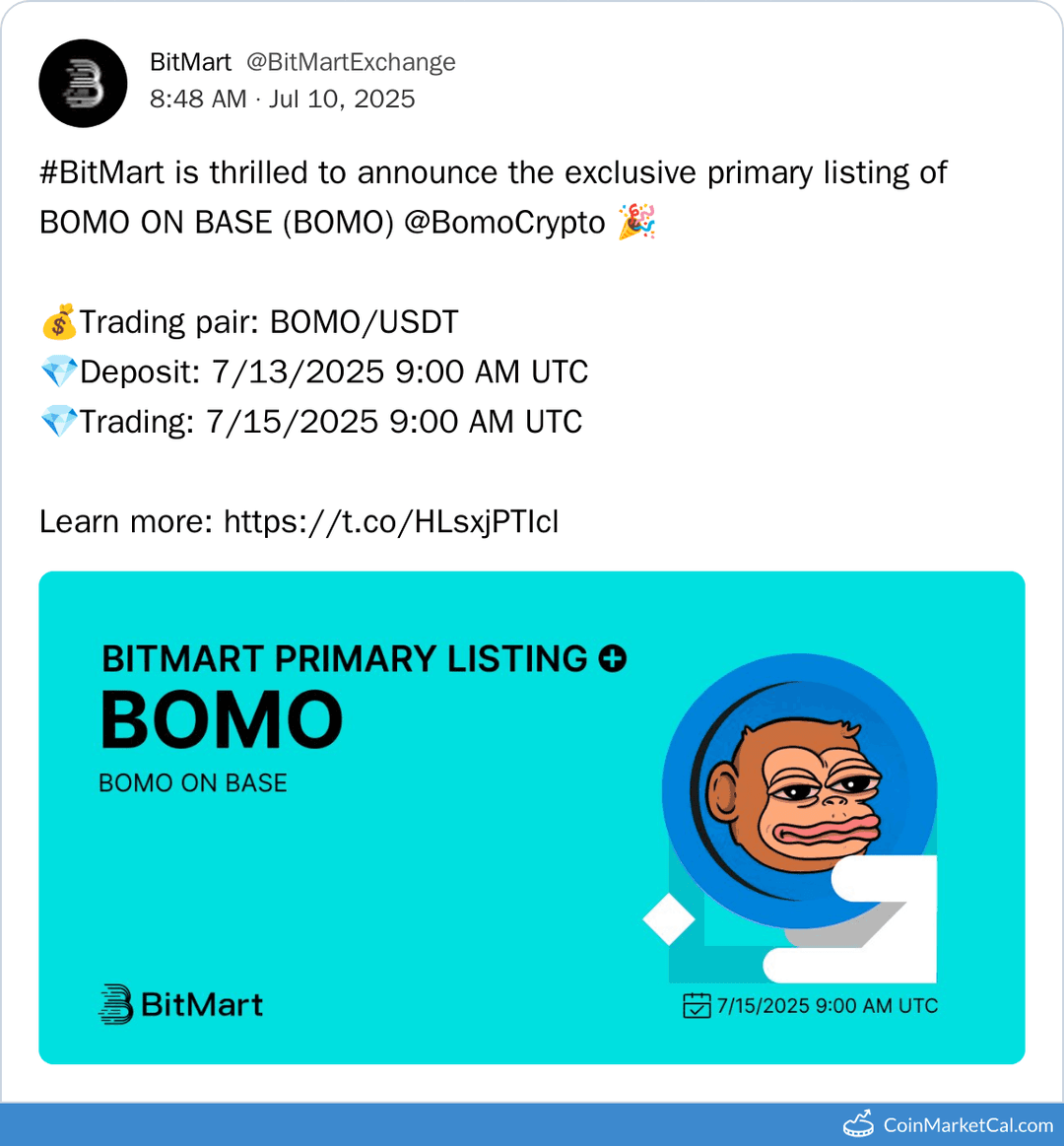 $BOMO Listing on Bitmart