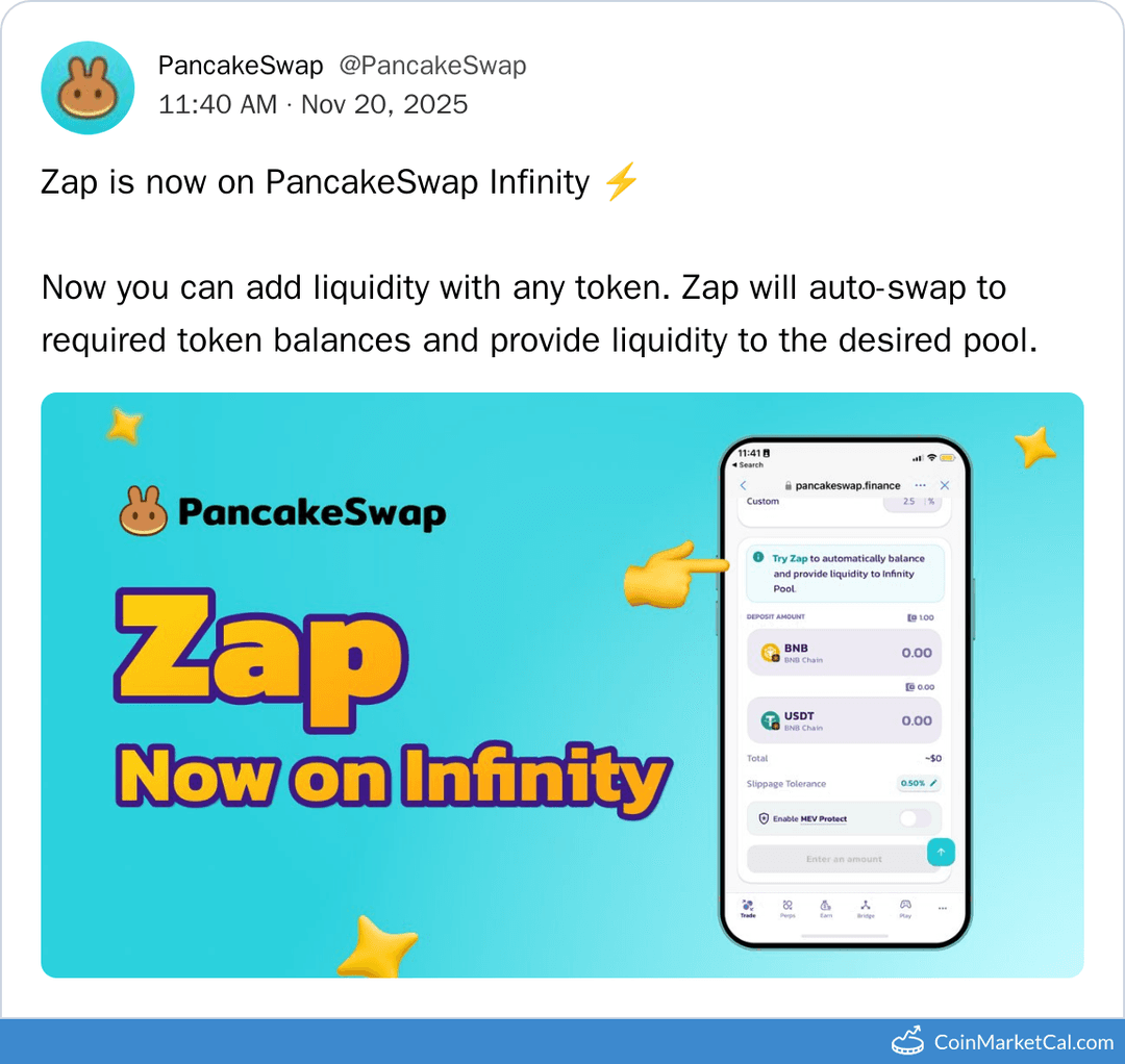 PancakeSwap Zap Feature Launch