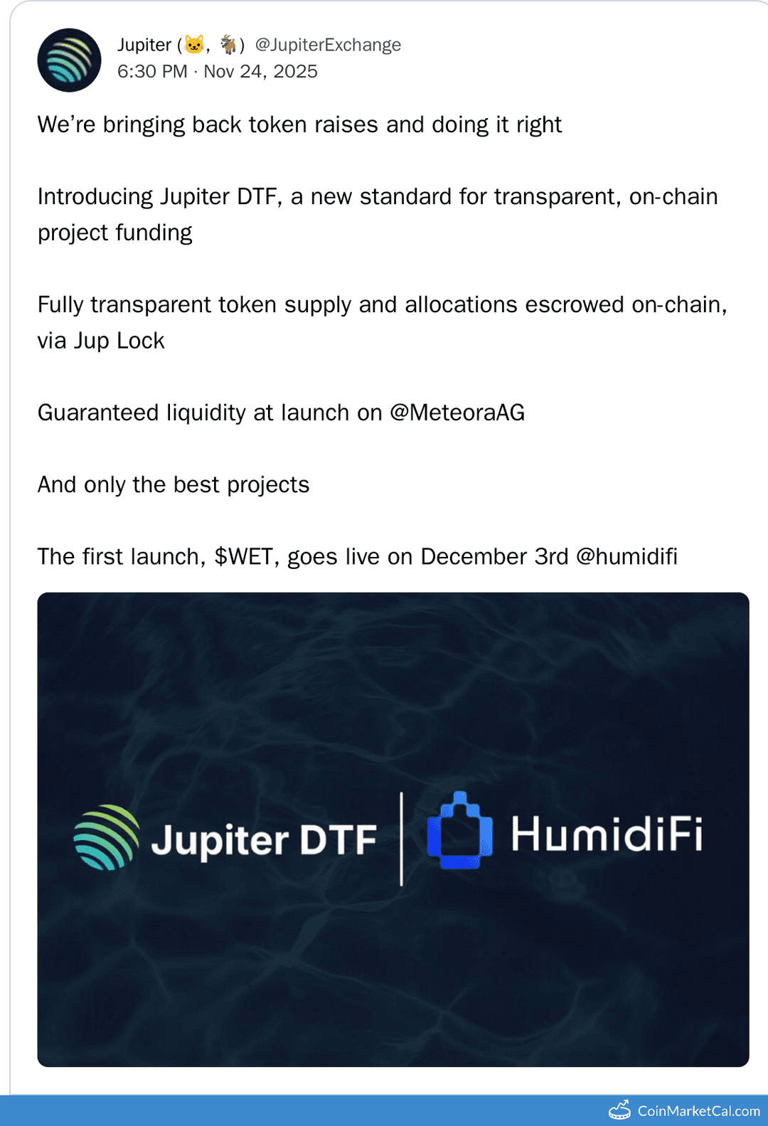 HumidiFi WET on Jupiter DTF Launch
