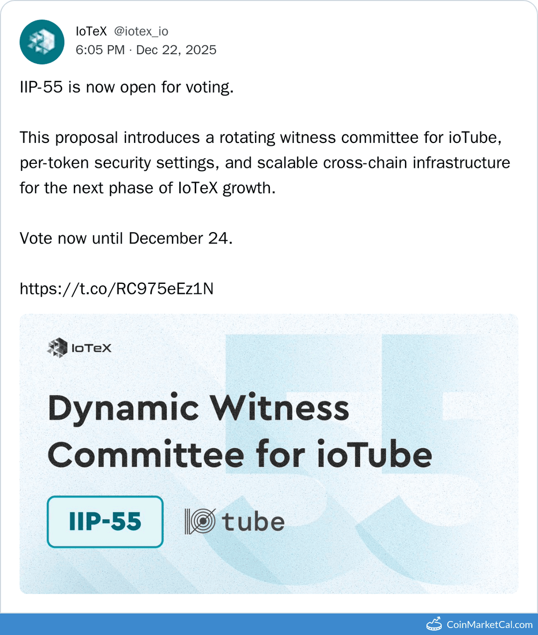 IoTeX IIP-55 Vote: Dynamic Witness Committee for ioTube