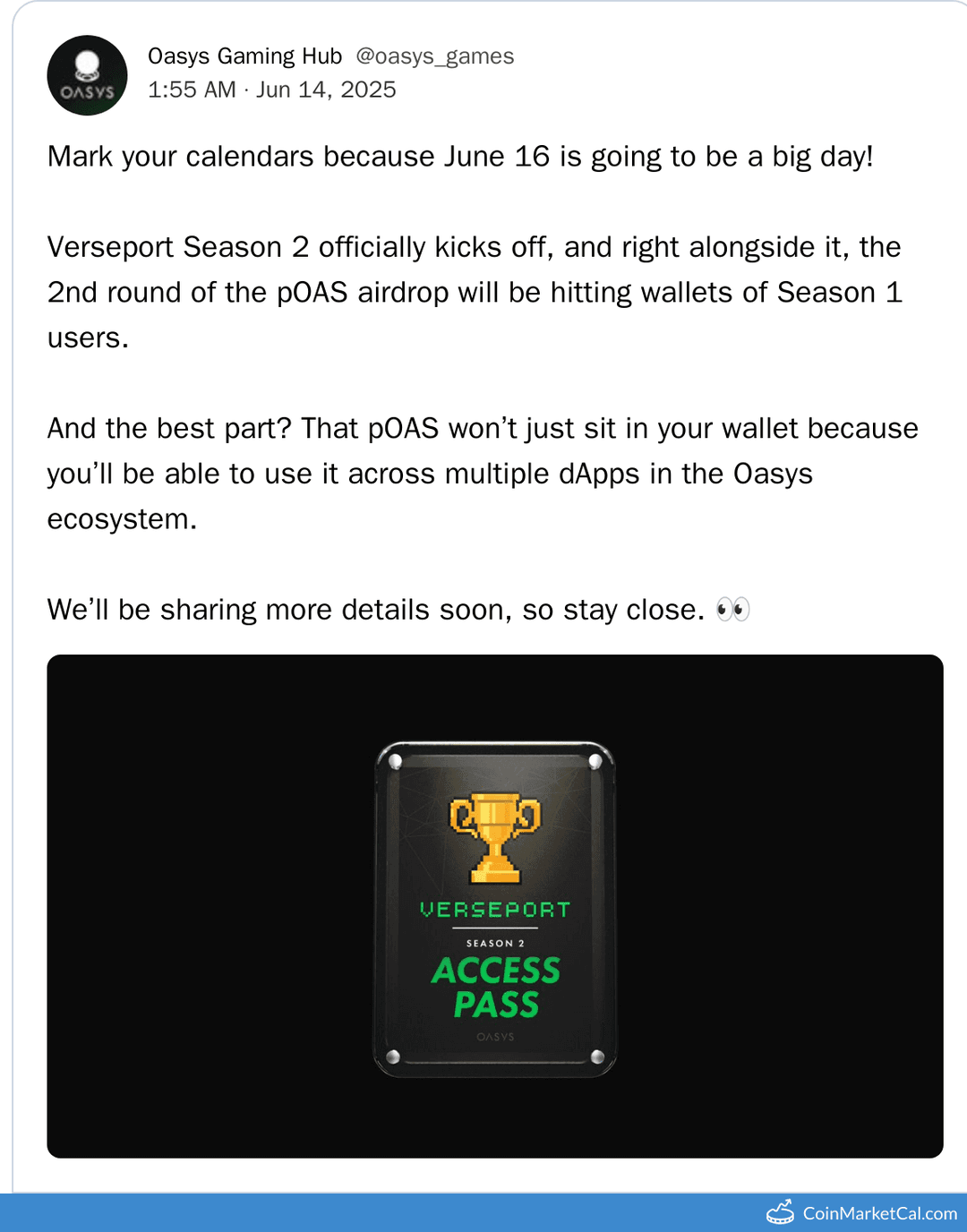 Verseport Season 2 Launch & pOAS Airdrop