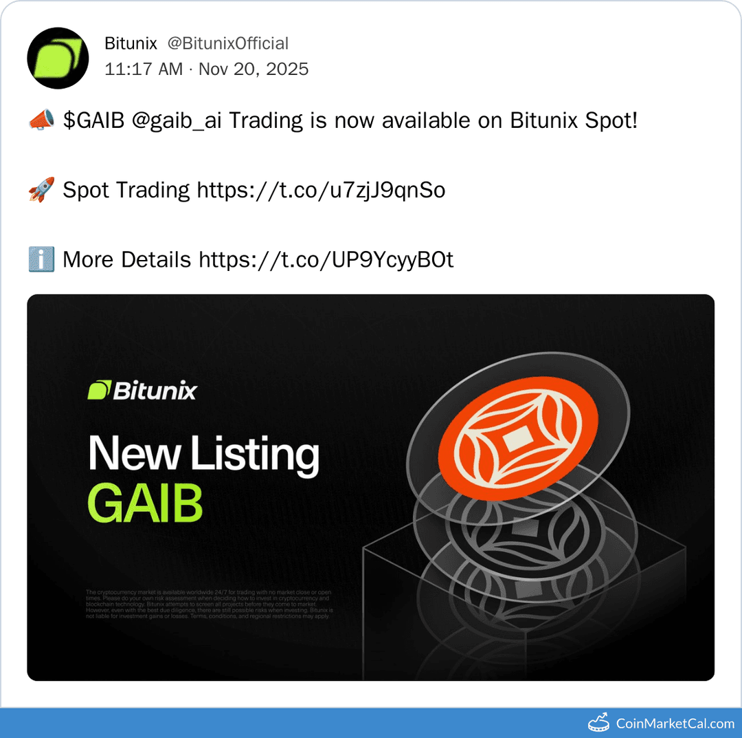 Bitunix Listing of Gaib (GAIB)