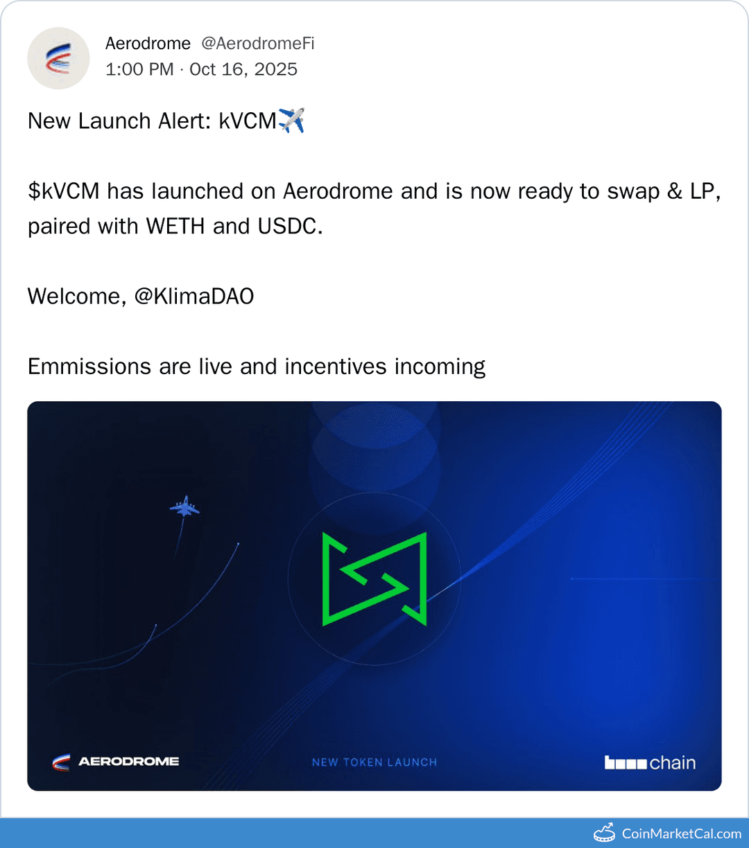 KlimaDAO kVCM On Aerodrome Integration