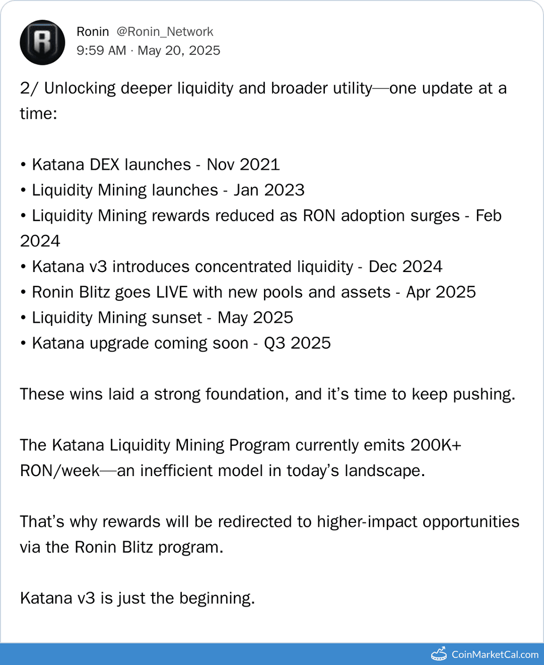 Katana Liquidity Mining Program Sunset
