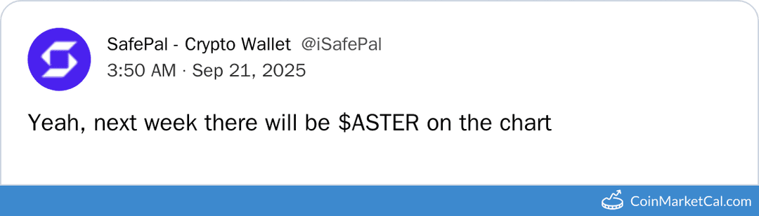 Aster on SafePal Wallet Chart