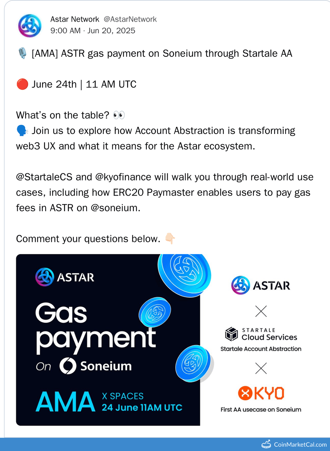 Astar Network AMA: ASTR Gas Payment on Soneium