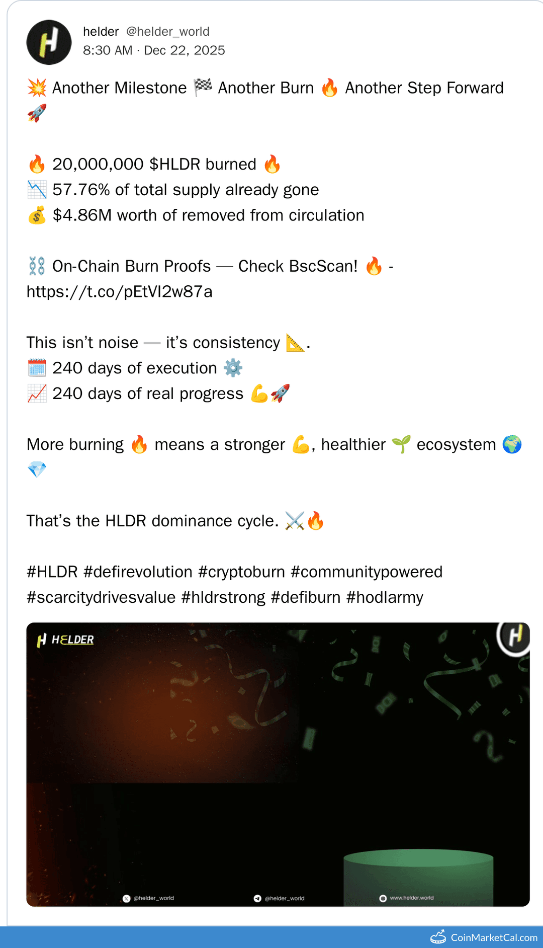 Helder 20MM Token Burn