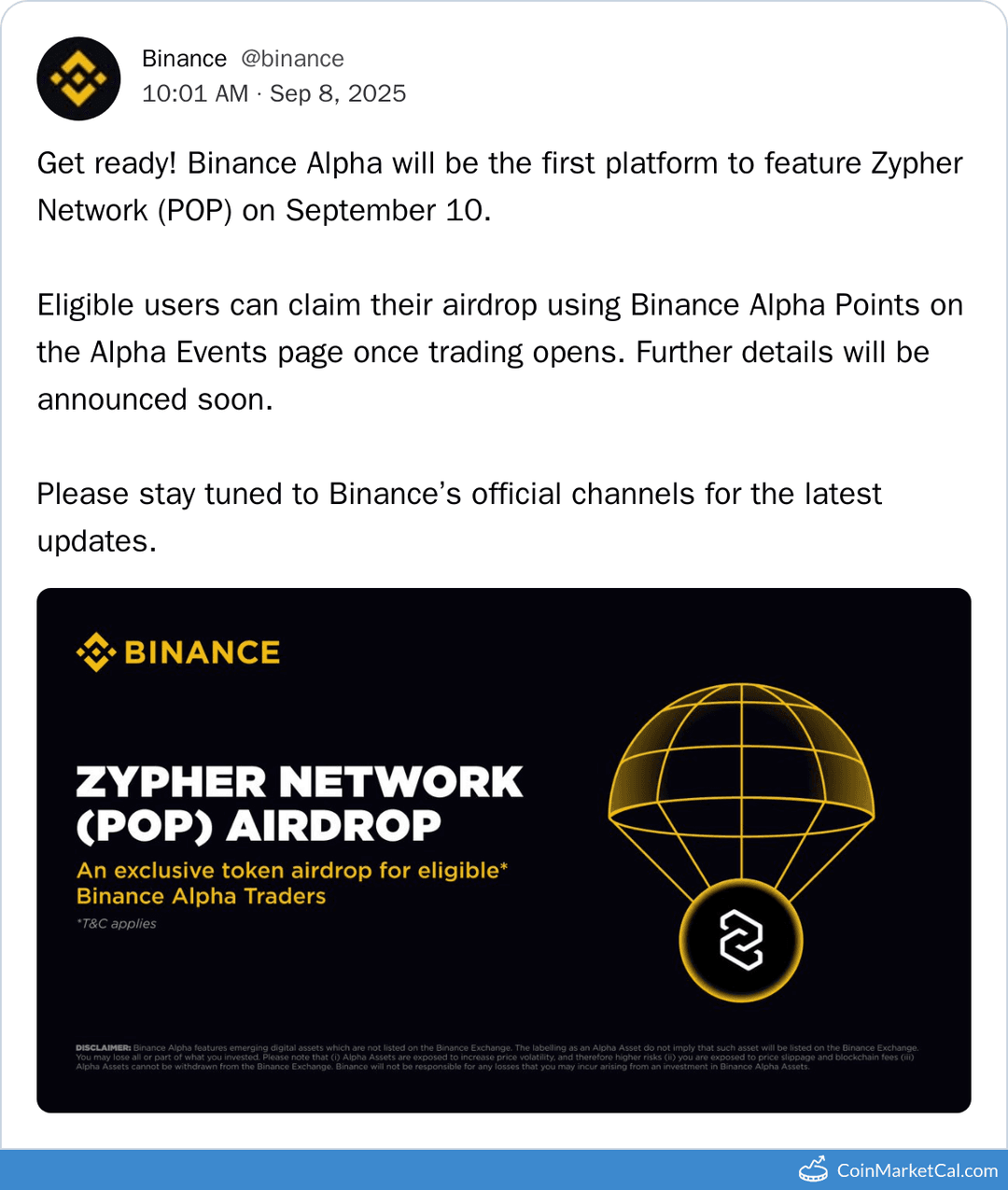 Zypher Network Binance Alpha Listing