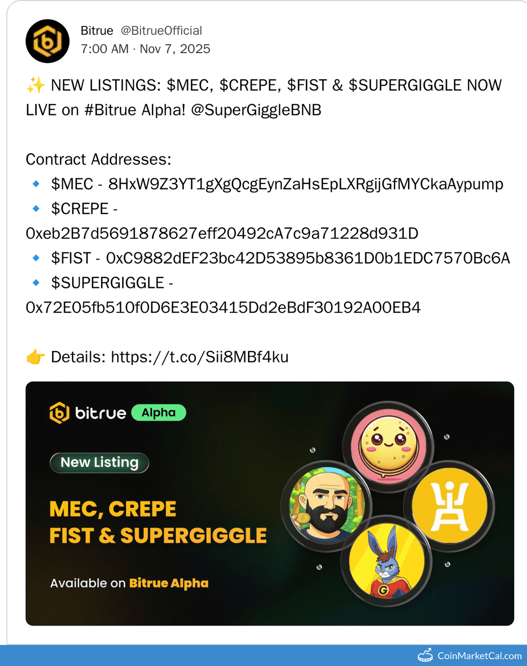 Bitrue Alpha Listing on November 7, 2025