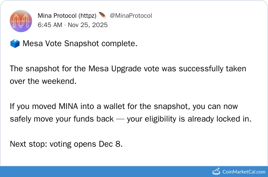 Mina Protocol Mesa Vote Starts
