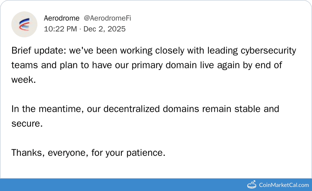 Aerodrome Finance Primary Domain Relaunch