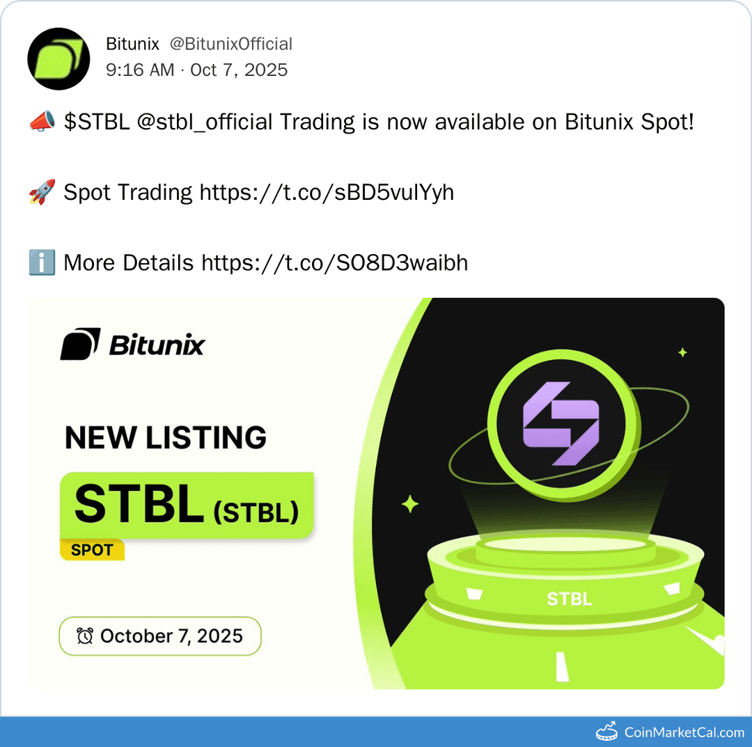 Bitunix STBL Listing