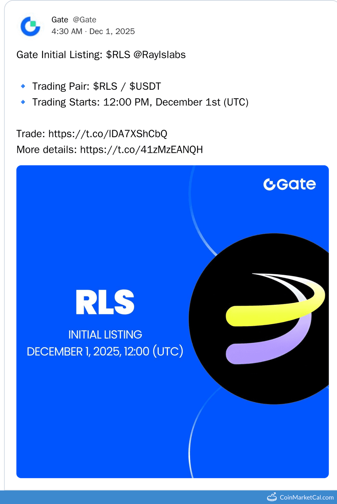 Gate.io Listing of Rayls (RLS)