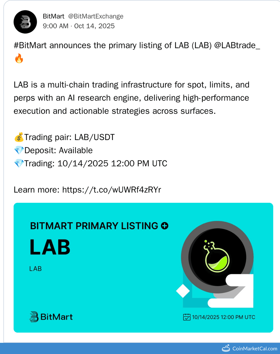 BitMart Listing LAB Token