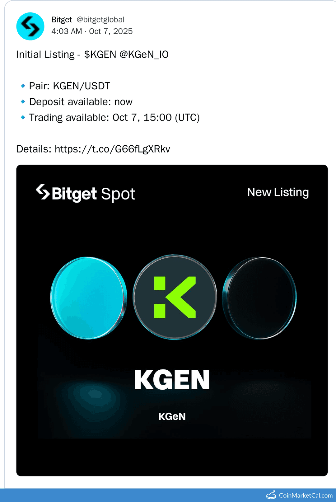 Bitget Listing KGeN