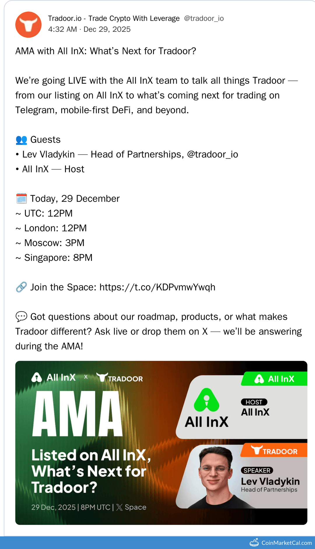 AMA with All InX Featuring Tradoor