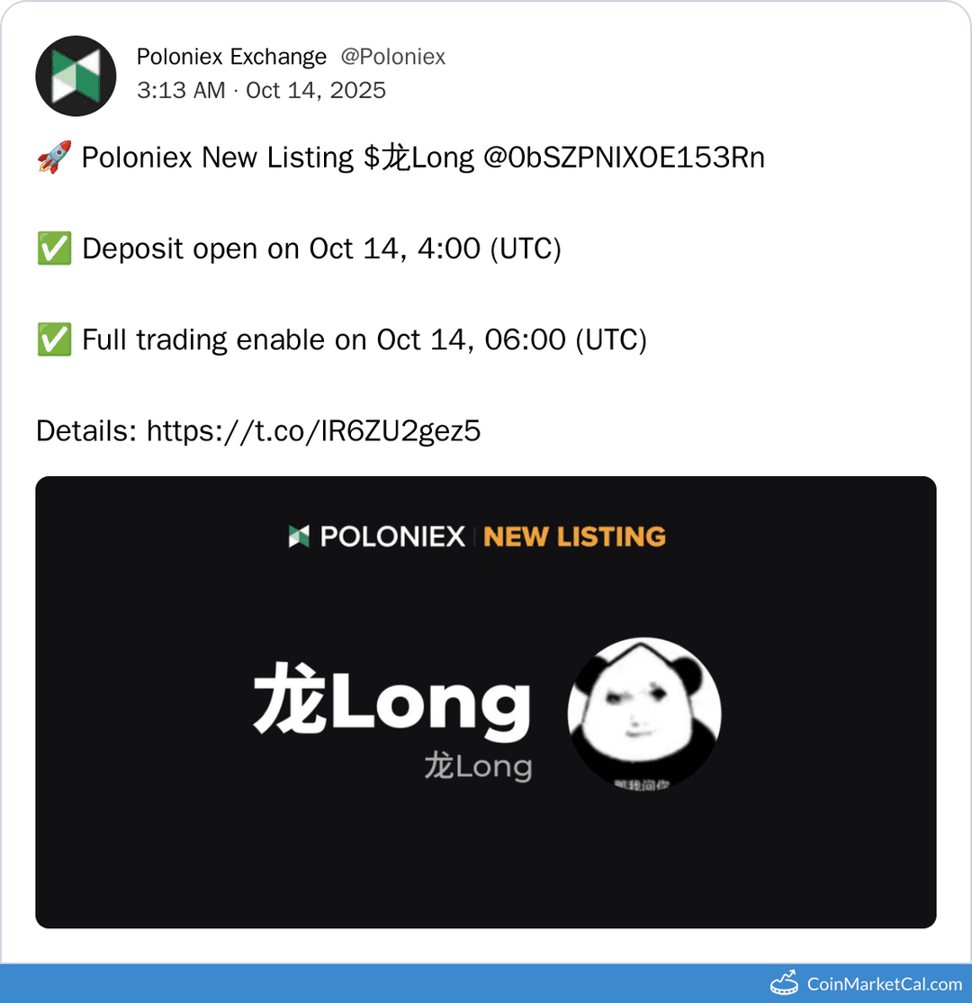 Poloniex Listing Long (龙Long)