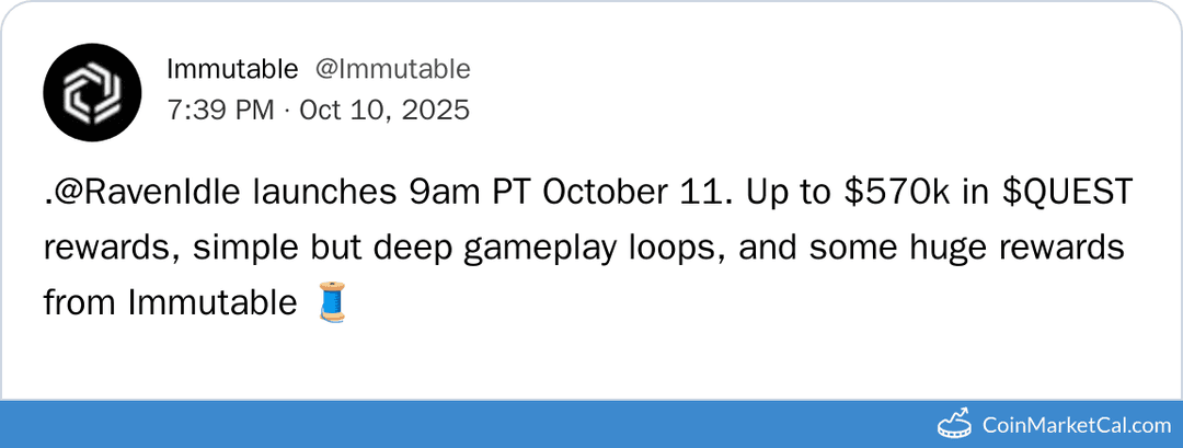 Immutable RavenIdle $570k QUEST Rewards