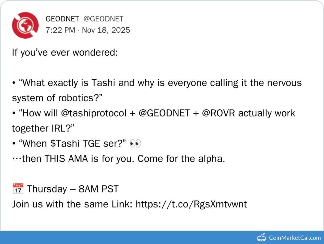 Geodnet Weekly AMA with ROVRNetwork and Tashi Protocol