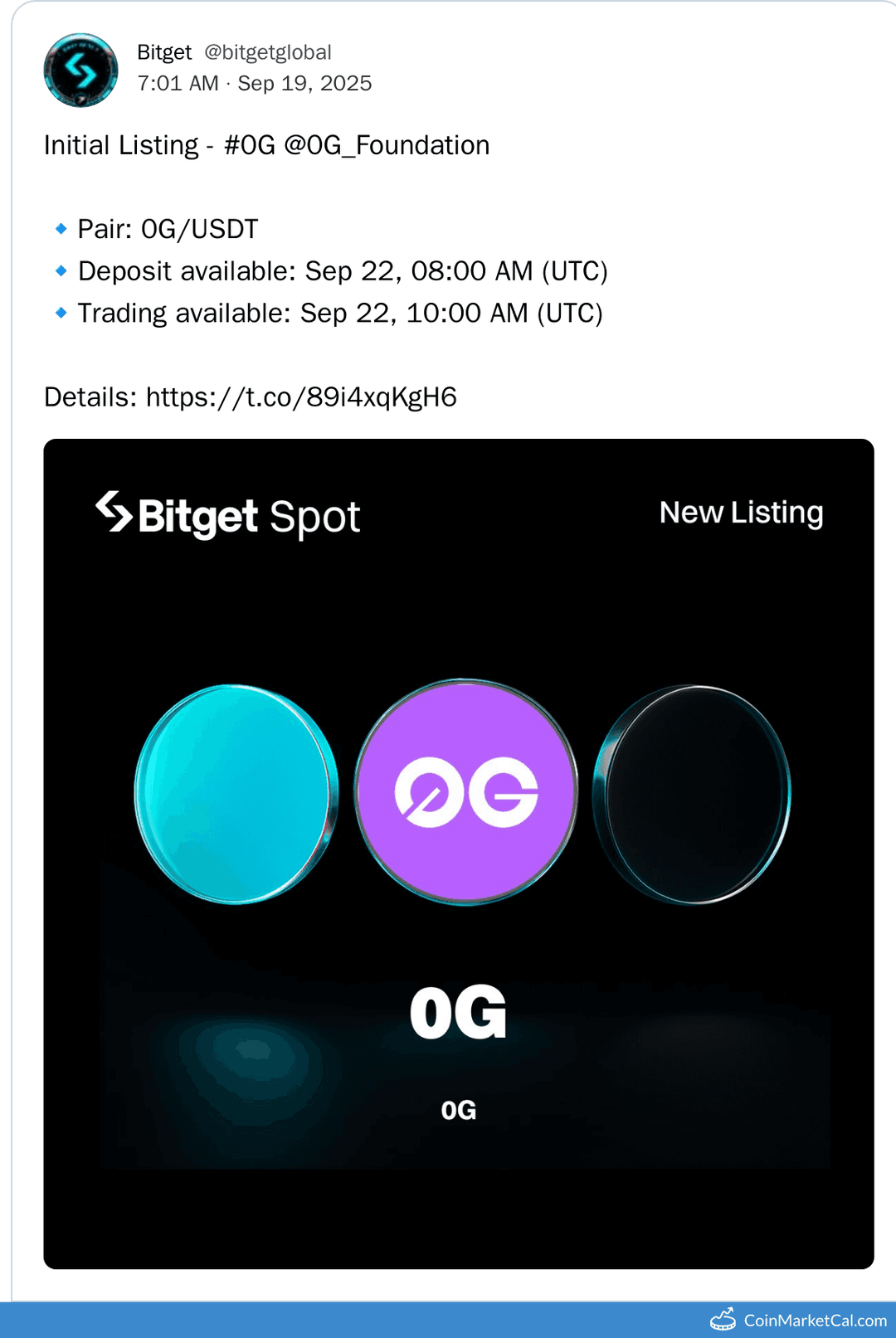 Bitget Listing 0G Token
