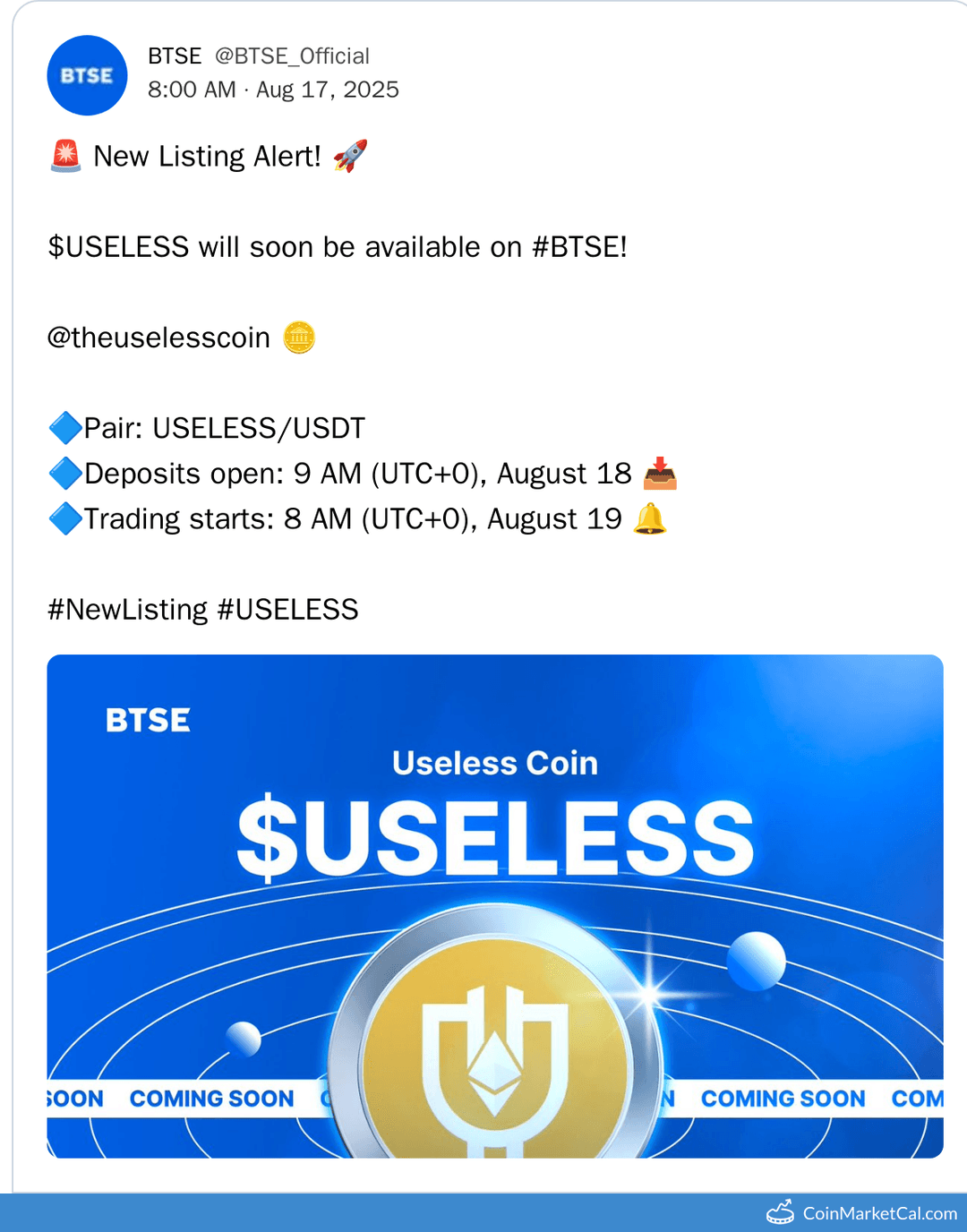 Useless Coin Listing on BTSE