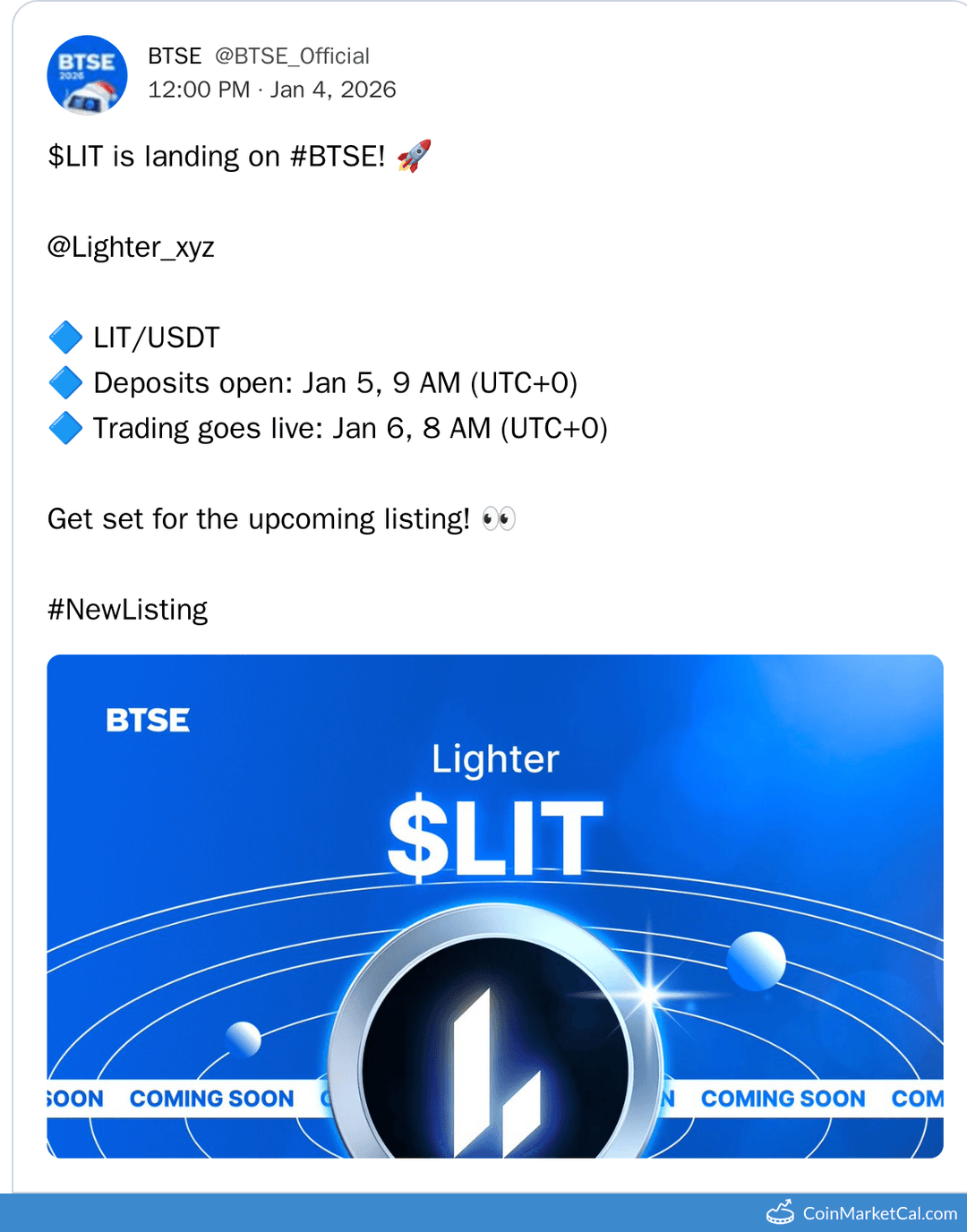 BTSE Listing of Lighter Token