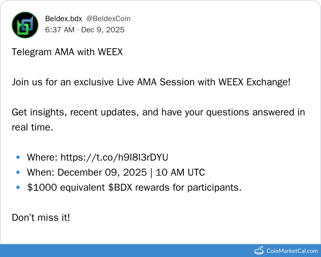AMA with WEEX Exchange by Beldex