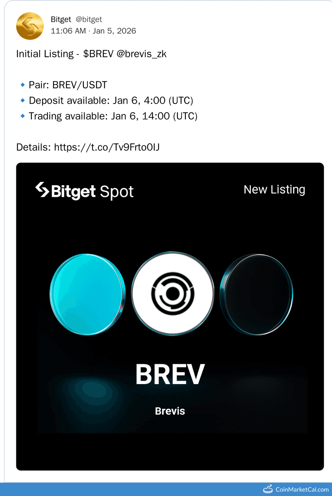 Bitget Listing Brevis BREV/USDT