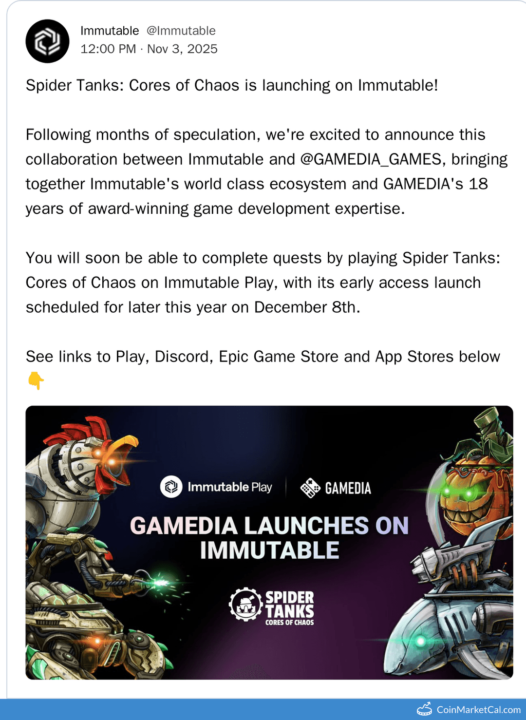 Immutable Spider Tanks: Cores of Chaos Early Access Launch