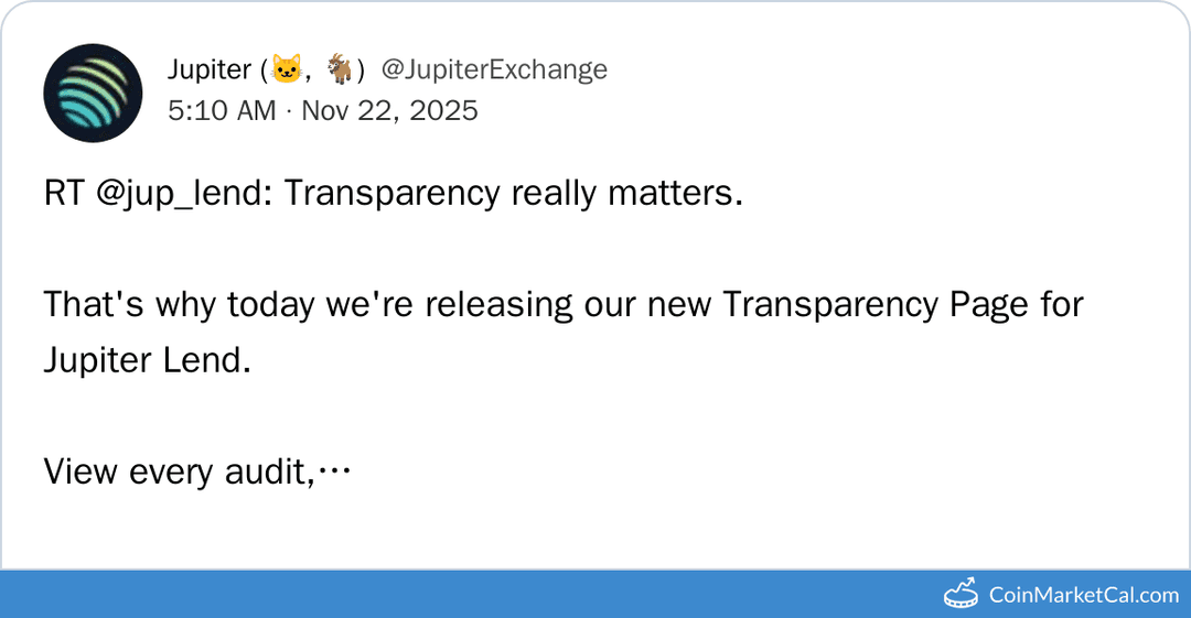 Jupiter Lend Transparency Page Release