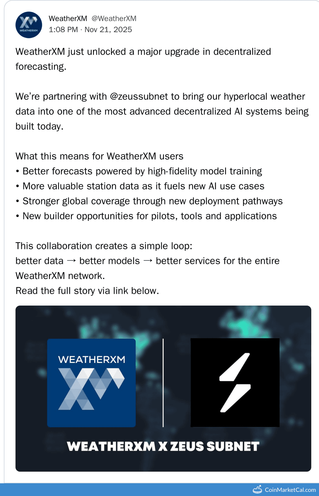 WeatherXM & Zeus Subnet Partnership